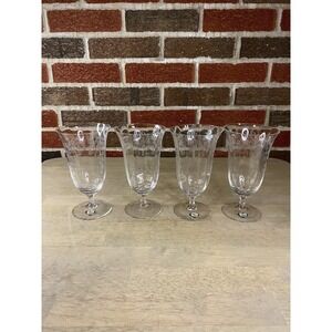Lenox Castle Garden Iced Tea Glasses 6 5/8" Optic Bowl Set of 4 New